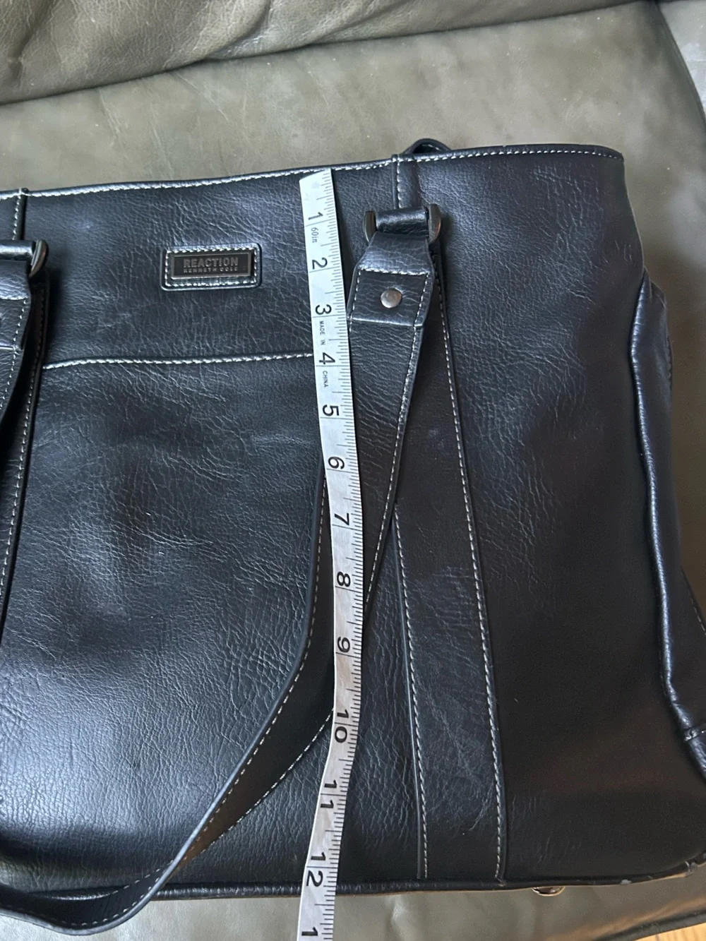 Kenneth Cole Reaction Black faux Leather Laptop Tote Bag